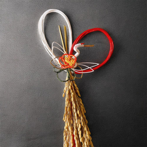 再販｜数量限定】鶴水引×稲穂の迎春飾り｜格調高い和モダン玄関飾り No