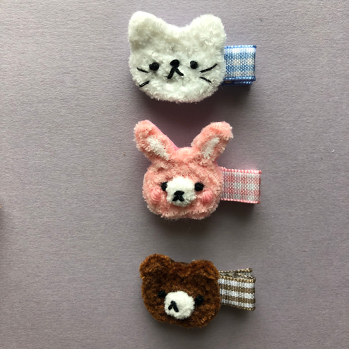 送料無料2つセット♩もこもこうさぎ・ねこ・くまのベビーヘア