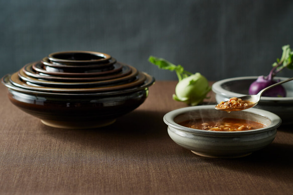 咖哩盤子 Sukueru rim 菜 Takatori ware Takatori ware 燉鍋 18cm Takatori 第4張的照片
