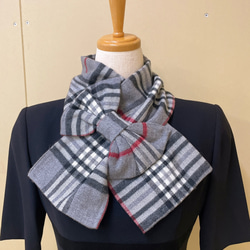 差し込みリボンマフラー⭐ グレーチェック マフラー YMT⭐ 通販