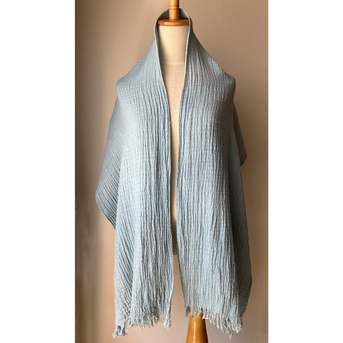 藍染めコットンマフラーちぢみ二重織