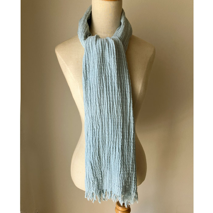 藍染めコットンマフラーちぢみ二重織