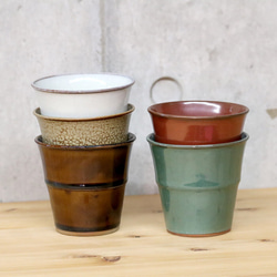 スタッキング収納ができるカップ 大 スローカップ 湯呑 コーヒーカップ ティーカップ 焼酎カップ ビアカップ 高取焼 高 3枚目の画像