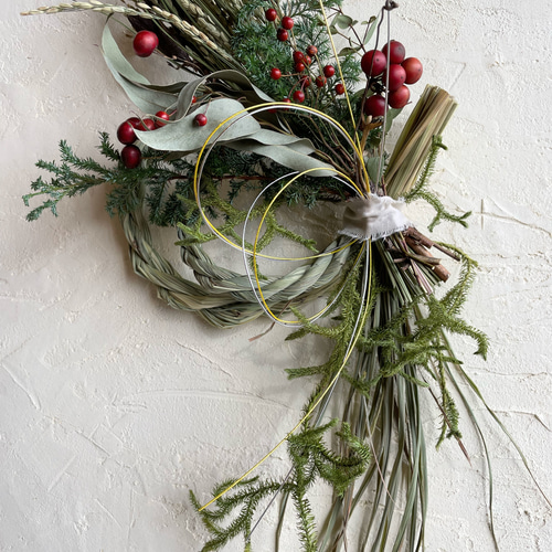 2024 初春 レモンの香り香るレモングラスのしめ縄リース ナチュラル