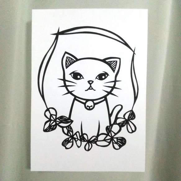 【切り絵】原画　A5サイズ　cat23 1枚目の画像