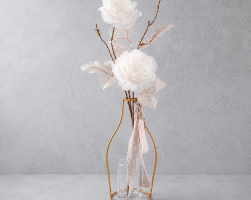 アンティークホワイトローズ造花】｜アーティフィシャルフラワー 花瓶