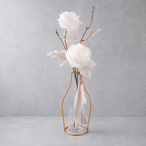 アートフラワーアレンジメント White Rose アンティークホワイトローズ造花】｜アーティフィシャルフラワー 花瓶