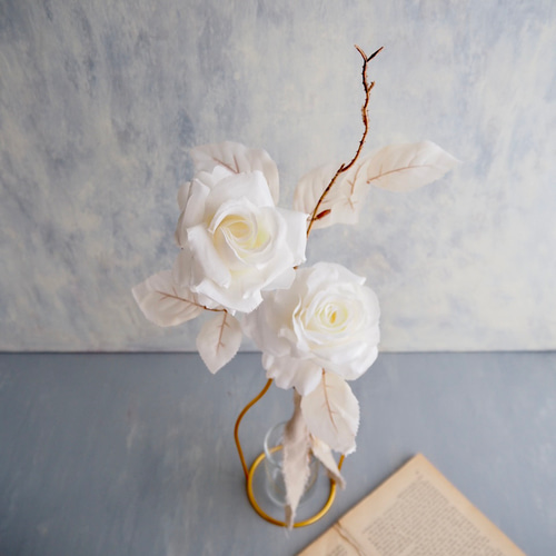 アンティークホワイトローズ造花】｜アーティフィシャルフラワー 花瓶