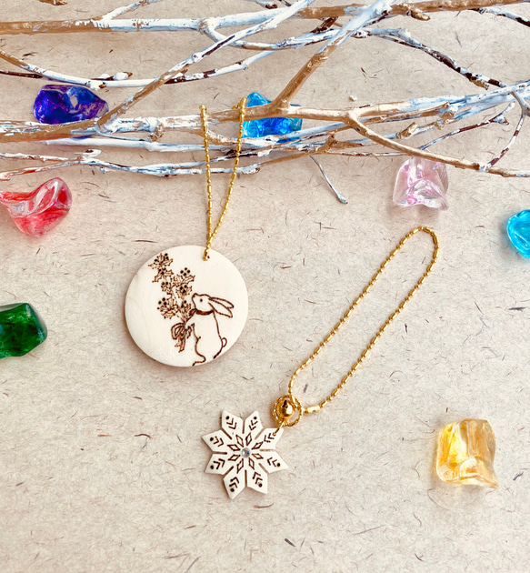 限定品】ウサギさん オーナメント キーホルダー(おまけ付き)＊ウッド