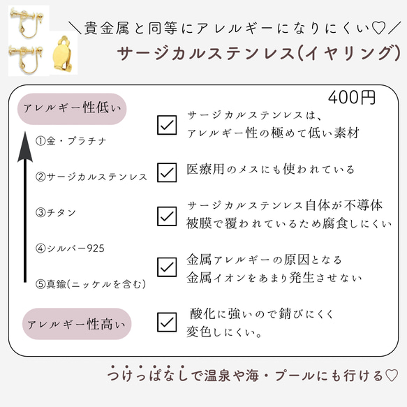 ウエディングにも♡白のシフォンフラワーと花鉱石が揺れる ピアス　イヤリング　金属アレルギー対応 8枚目の画像