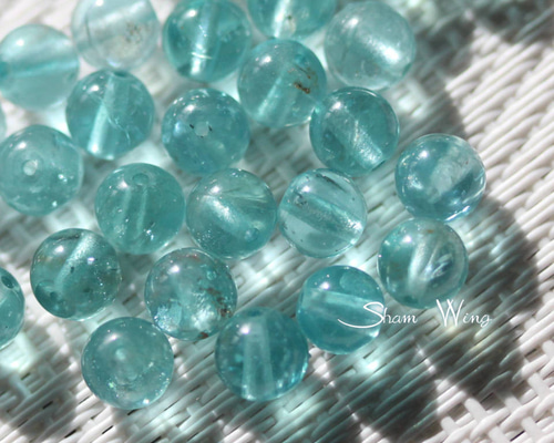 良質アパタイト ラウンド約6mm前後☆8粒✿天然石 天然石 天然石【素材