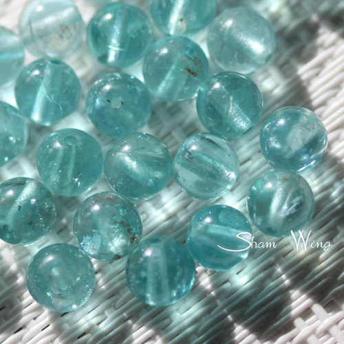 良質アパタイト ラウンド約6mm前後☆8粒✿天然石 天然石 天然石【素材