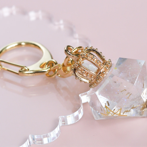 2748】まるころウサギ天然石オルゴナイトキーホルダーリス誕生石