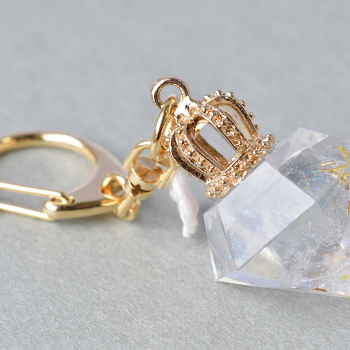 受注製作】ダイヤオルゴナイト キーホルダー クリア 水晶 誕生石 4月