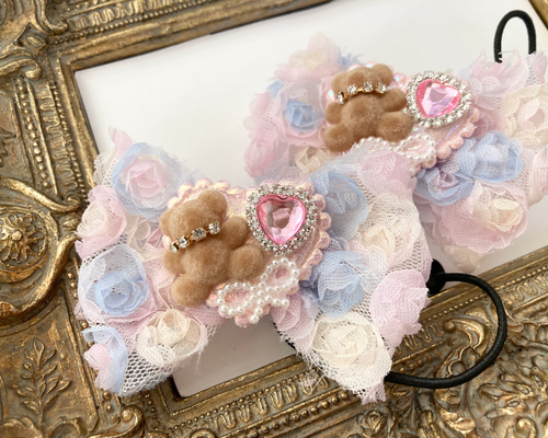 ハンドメイド♡ビニールフリフリリボン くまちゃん e9cadea88b4d197447b3976a26c643