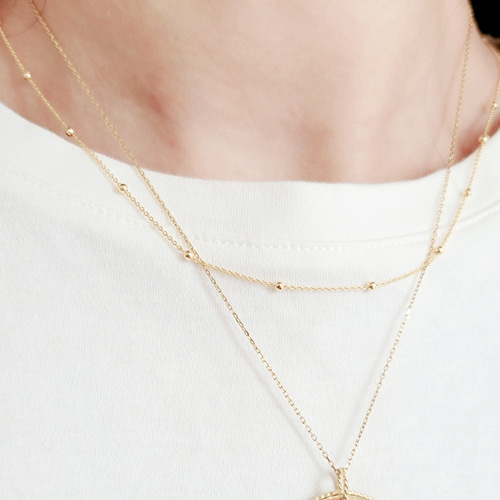 【KAREN MILLEN】14Kゴールド パールボールペンダントネックレス 一粒パール ボールチェーン ゴールド ネックレス 15 シルバー925