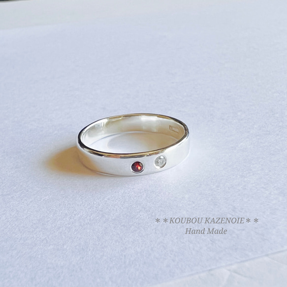 1号から制作可能♪◇TREASURE RING◇2石選べる誕生石リング（シルバー