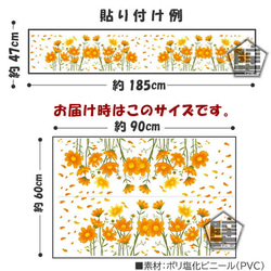 283 壁ステッカー ウォールステッカー 花畑 花 オレンジ 橙 ダリア ディモルフォセカ ガーベラ ポーチュラカ 5枚目の画像