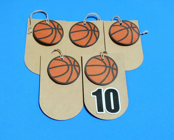 番号入れ】バスケットボール ギフトタグ 5枚 タグ・台紙 クラフトヴ