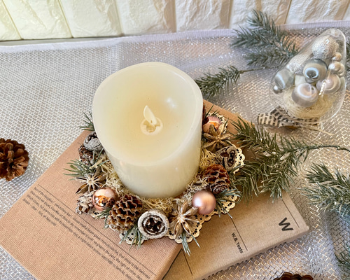 クリスマスリース　キャンドルC シックモダンなリースキャンドル クリスマス クリスマスインテリア