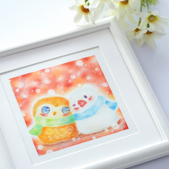 ヒヨコ川を行く アート 原画 ひよこ 絵画 イラスト すい