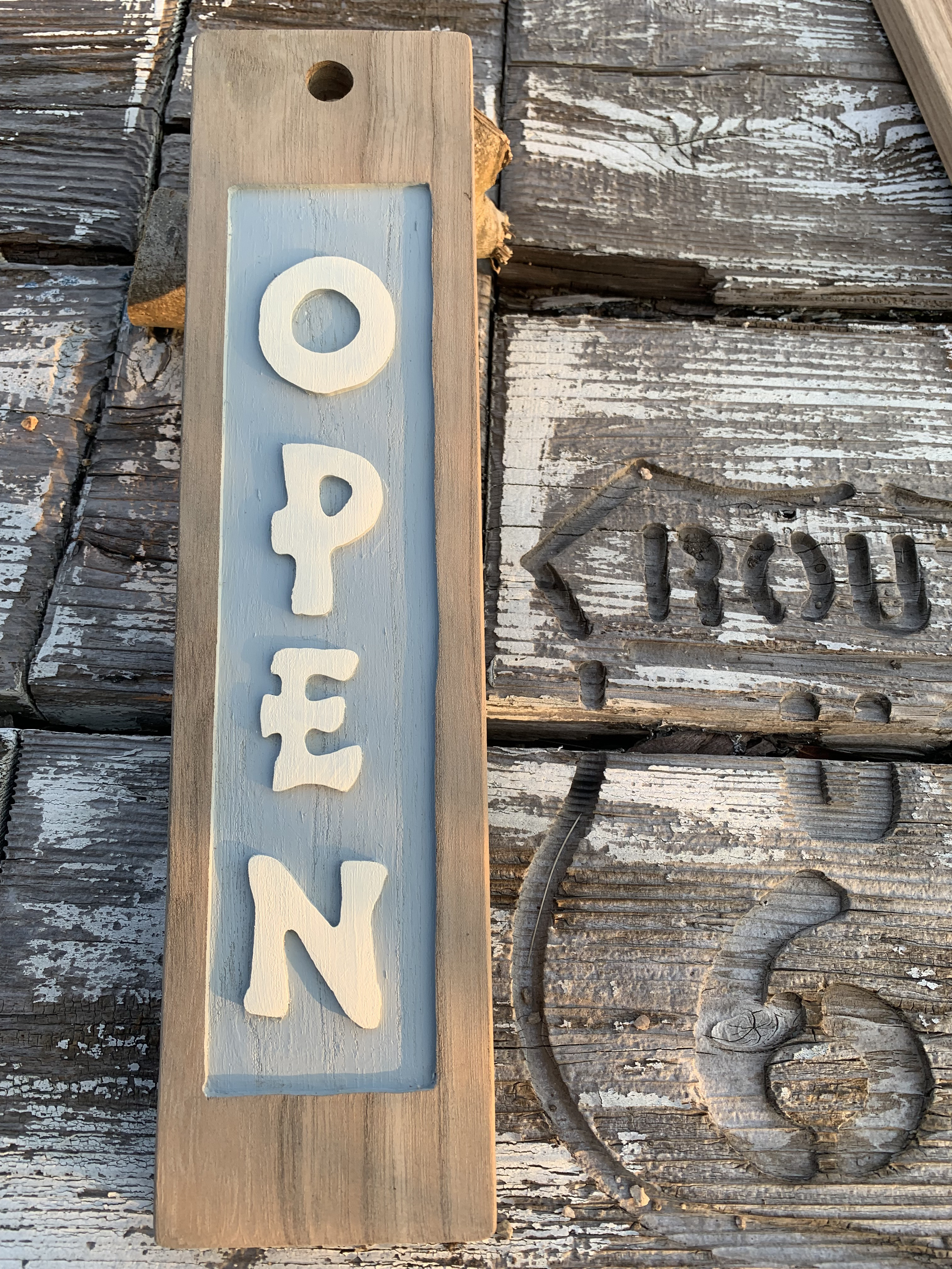 木製 看板 「Open] 制作いたします。 表札・ネームプレート