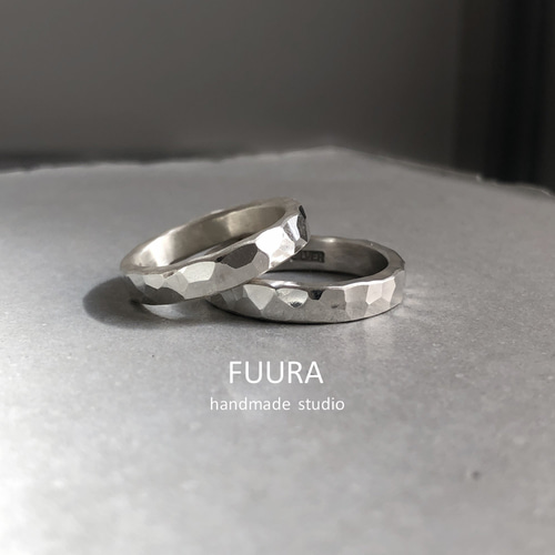 pair ring silver 4mm/シルバー/指輪/ペアリング/槌目/シンプル