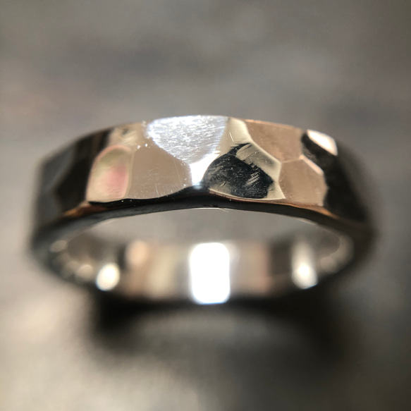 pair ring silver 4mm/シルバー/指輪/ペアリング/槌目/シンプル/刻印 5枚目の画像