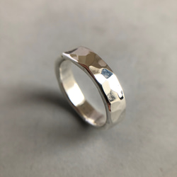 pair ring silver 4mm/シルバー/指輪/ペアリング/槌目/シンプル/刻印 3枚目の画像