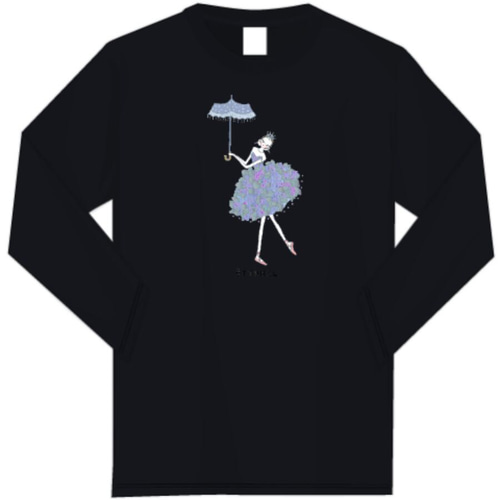 紫陽花バレリーナ 長袖Tシャツ（ユニセックスサイズ） バレエ Tシャツ