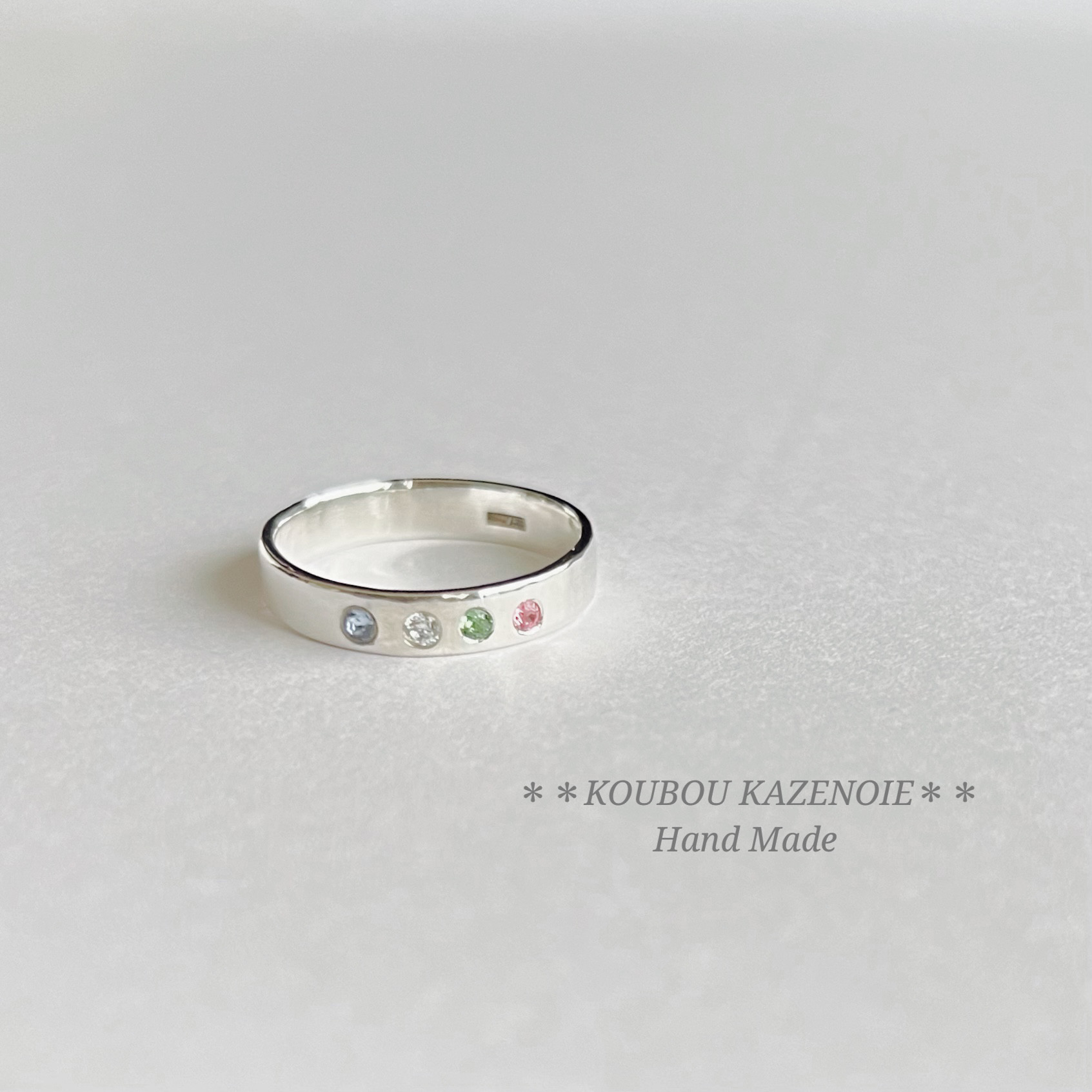 １～30号制作可能♪◆TREASURE RING◆4石選べる誕生石シルバーリング　受注制作・刻印無料
