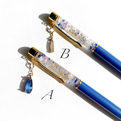 【12月 誕生石 タンザナイト】天然石のハーバリウムボールペン 替え芯付き 4枚目の画像