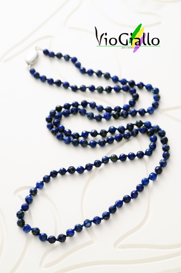 ラピスラズリ(6ﾐﾘラウンドカット)のロングネックレス ネックレス  