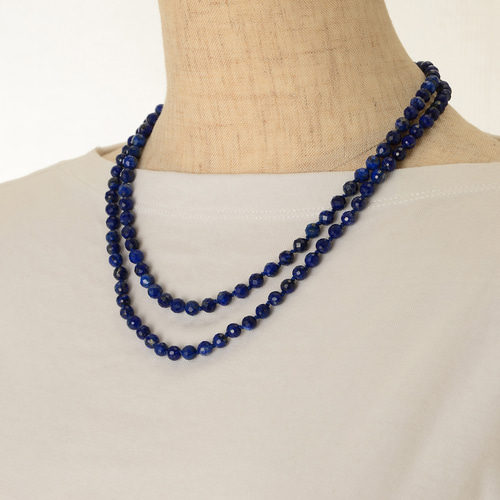 ラピスラズリ(6ﾐﾘラウンドカット)のロングネックレス ネックレス  