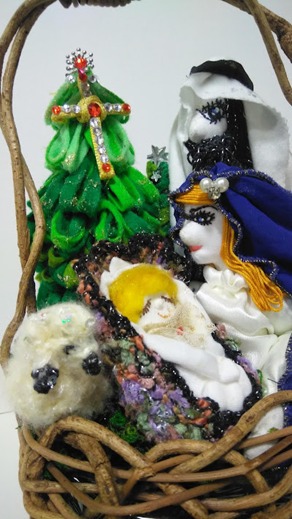 『聖家族』イエス降誕際　ベツレヘム　聖書　クリスマス　聖夜　十字架　子羊　パーティー　創作人形　プレゼント　 9枚目の画像