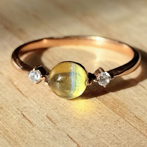 強蛍光！希少なバナジウムクリソベリル！K10枠と小ワッカのシルバーリング約10号 リング V字 希少石 パライバトルマリン ブラジル産オールドマイン