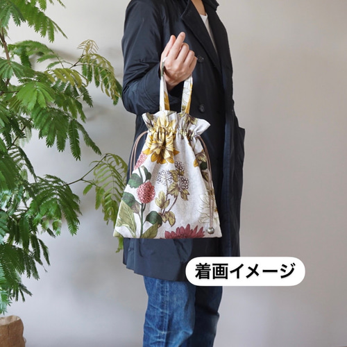 巾着バッグ/A4対応トート/サブバッグ☆2way☆アートなカラフルライン