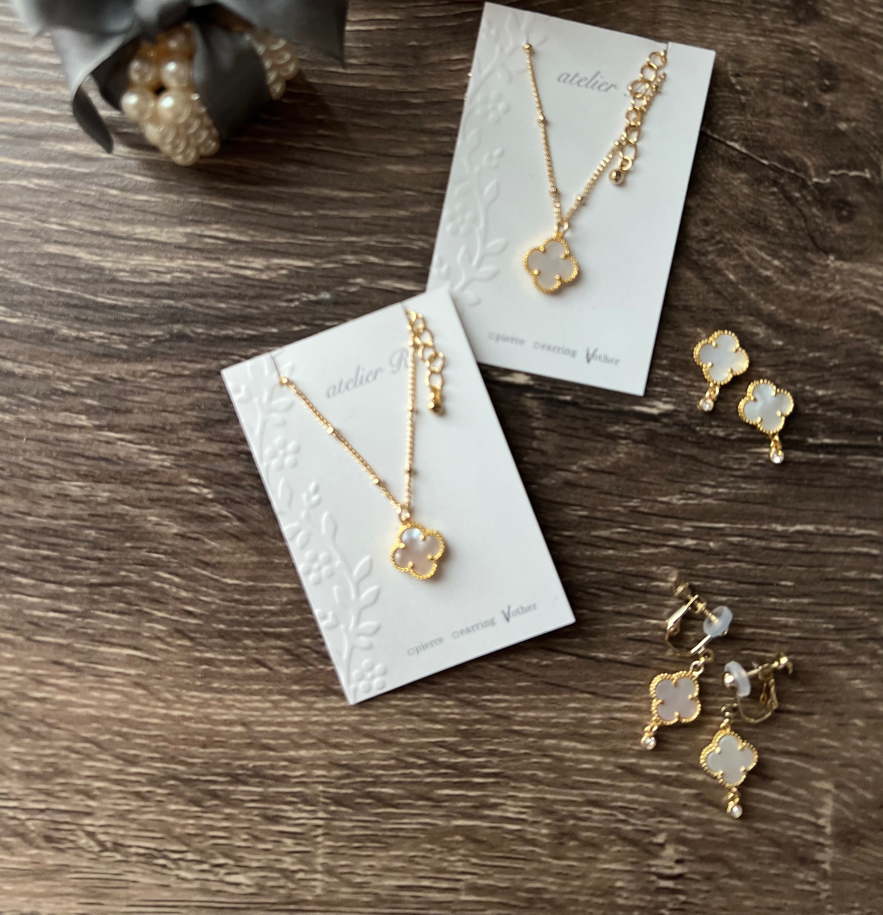 セットアクセサリー・マザーオブパール・フラワーアクセサリー