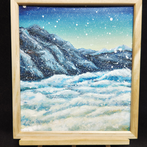 油絵 絵画【雪の道】