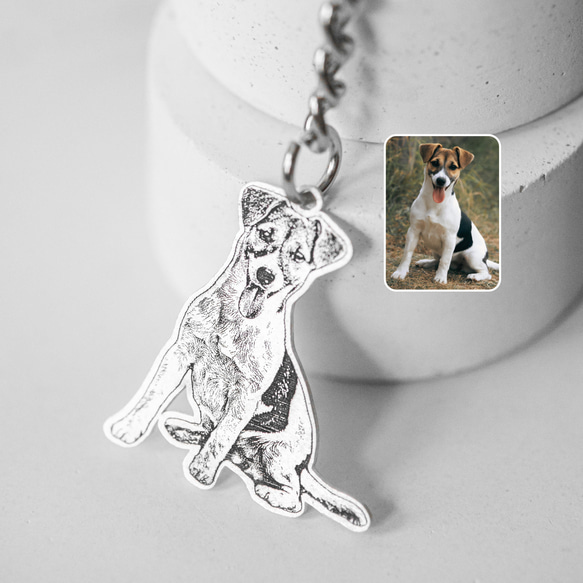 【オーダーメイド】世界に1つだけの愛犬キーホルダー　写真の彫刻　　文字の配彫　プレゼント用記念日クリスマスプチギフト 3枚目の画像