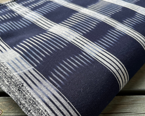 久留米絣「まだら縞ブロック」(＊1mからの切り売り） 生地 かすり日和