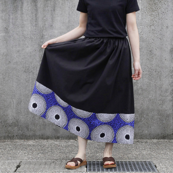 アフリカ布 × ビエラ スカート｜柔らかく優しい肌触り ロングスカート 2枚目の画像