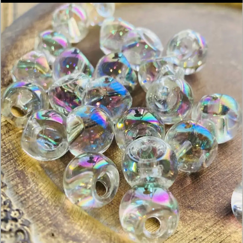 再販 オーロラ 鈴丸 アクリル 30粒 11mm ビーズ しゃぼん 泡 鈴丸  