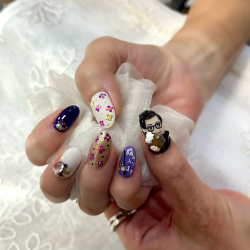 【sample】オーダーネイルチップ 推し活 付け爪 つけ爪 青 水色 キッズ sample】オーダーネイルチップ 推し活 付け爪 つけ爪 青 水色 キッズ