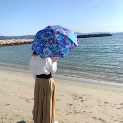 【✳︎数量限定✳︎花柄✳︎折りたたみ日傘】HiraTen parasol 2枚目の画像