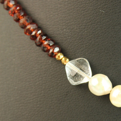 【1点物】あこや真珠 モザンビークガーネット ネックレス（60cm） 4枚目の画像