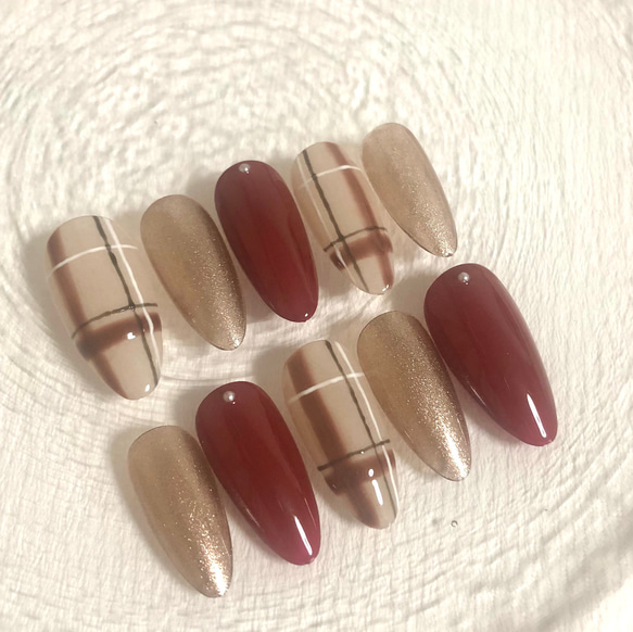 オーダーネイルチップ チェックネイル ガーリーネイル チェックネイル ピンク ガーリー 韓国 量産型 - メルカリ