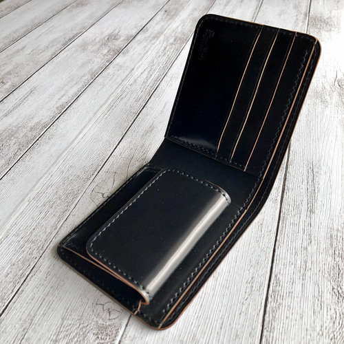Horweenシェルコードバン 二つ折りミニウォレット フルコードバン　総手縫い 完成品 Horweenシェルコードバン 二つ折り財布 総手縫フルコードバン