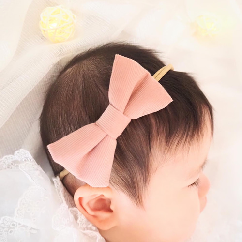 肌触りふんわり♡フレンチコーデュロイリボン/ヘアバンド/蝶ネクタイ