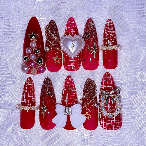 05))クリスマスネイル フレンチガーリー 派手 ネイルチップ バタフライネイル 05))クリスマスネイル ネイルチップ フレンチガーリー バタフライ